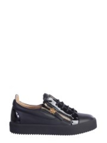 GAIL LEATHER SNEAKERS WITH PATENT LEATHER INSERTS