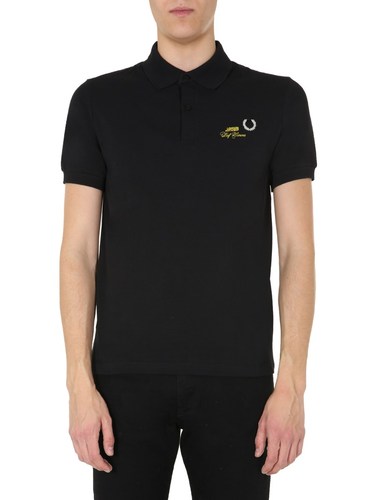 FRED PERRY X RAF SIMONS SLIM FIT COTTON PIQUE POLO SHIRT WITH EMBROIDERED LOGO
