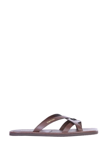 TOM FORD LEATHER SANDALS WITH LOGO