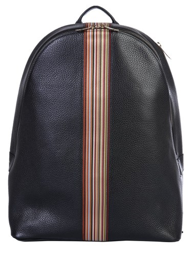 PAUL SMITH LEATHER BACKPACK WITH ICONIC STRIPES