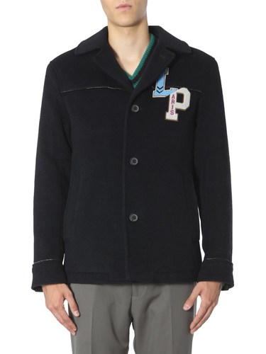 LANVIN WOOL COAT WITH EMBROIDERY ON CHEST