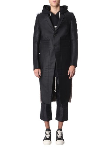 RICK OWENS ALICE COTTON COAT WITH SHEARLING DETAIL