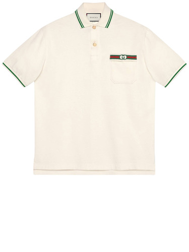 GUCCI COTTON POLO WITH WEB AND INTERLOCKING G