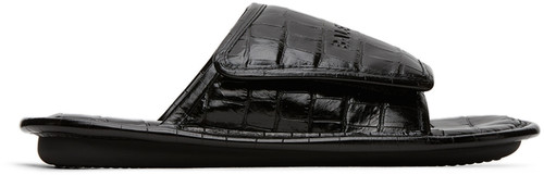 Balenciaga Black Croc Slides
