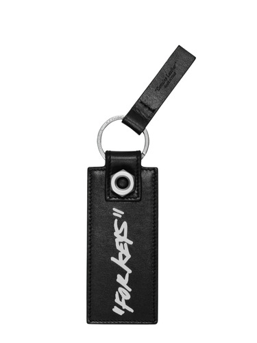 OFF WHITE LEATHER KEYCHAIN BLACK