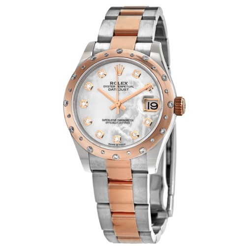 Rolex Datejust 31 Mother of Pearl Diamond Dial Automatic Ladies Steel and 18kt Rose Gold Oyster Watch 278341MDO