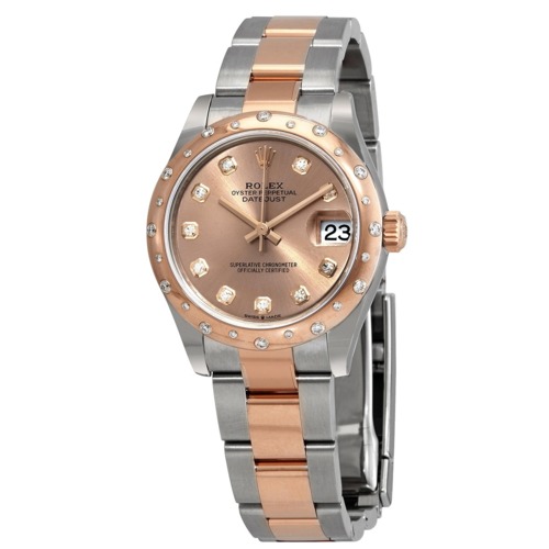 Rolex DateJust 31 Automatic Ladies Stainless Steel 18kt Everose Gold Oyster Watch 278341PDO