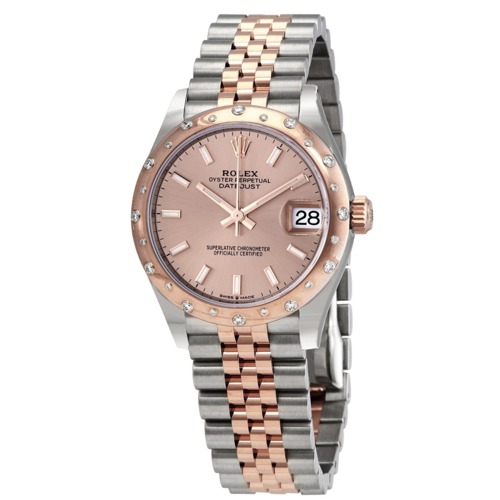 Rolex DateJust 31 Rose Dial Automatic Ladies Stainless Steel 18kt Everose Gold Jubliee Watch 278341PSJ