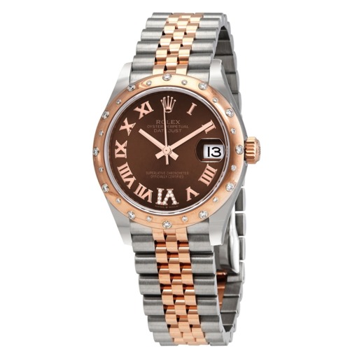 Rolex DateJust 31 Chocolate Diamond Dial Automatic Ladies Stainless Steel -18 ct Everose Gold Jubliee Watch 278341CHRDJ