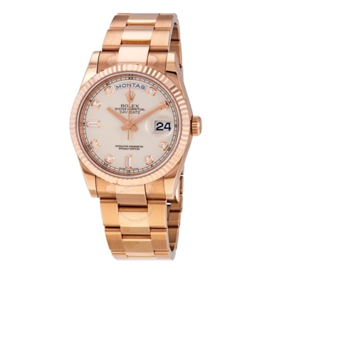 Rolex Day-Date Ivory Diamond Dial Automatic Midsize 18kt Everose Gold Oyster Watch 118235IVDO
