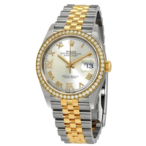 Rolex Datejust 36 Silver Diamond Dial Steel and 18kt Yellow Gold Jubilee Watch 126283SRDJ