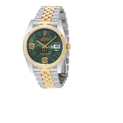 Rolex Oyster Perpetual Datejust 36 Green Floral Dial Steel and 18K Yellow Gold Jubilee Unisex Watch 116233GNFAJ