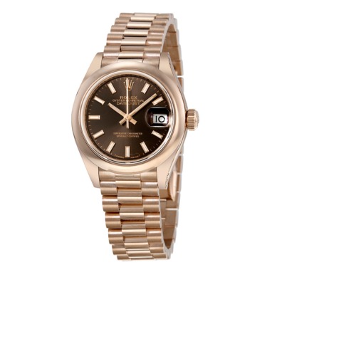Rolex Lady-Datejust 28 Chocolate Dial 18K Everose Gold President Automatic Ladies Watch 279165CHSP