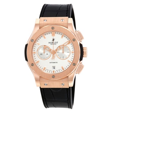Hublot Classic Fusion Silver Dial Black Leather Band 18 Carat Rose Gold Case Automatic Mens Watch 541.OX.2610.LR